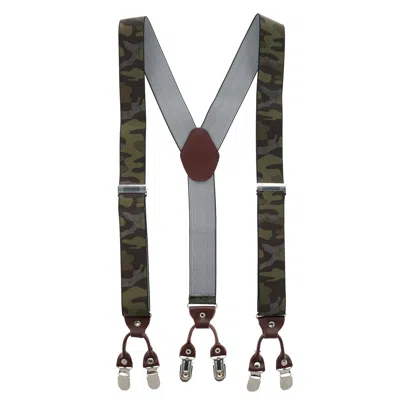 CTM MEN'S 1.375 INCH WIDE CAMOUFLAGE PRINT DOUBLE CLIP-END SUSPENDERS