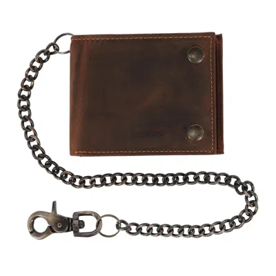 CTM MEN'S LEATHER BIFOLD CHAIN WALLET