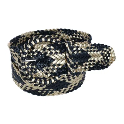 CTM WOMEN'S BRAIDED PLAID WIDE BELT WITH MATCHING BUCKLE