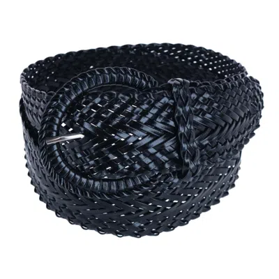 CTM WOMEN'S BRAIDED WIDE BELT WITH MATCHING BUCKLE