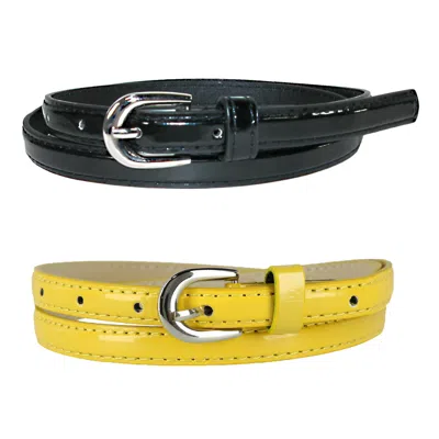 CTM WOMEN'S SKINNY DRESS BELT (PACK OF 2 COLORS)