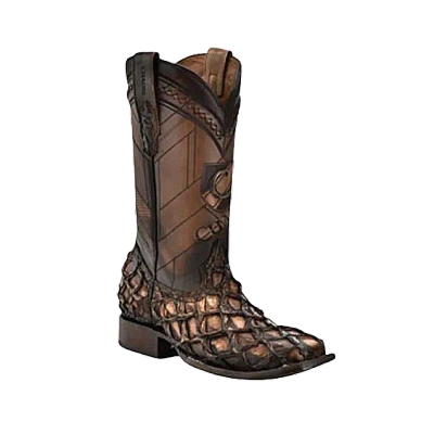 CUADRA CUADRA MEN'S ASTURIAS HONEY FISH PIRARUCU LASER SQUARE TOE WESTERN BOOT CU789
