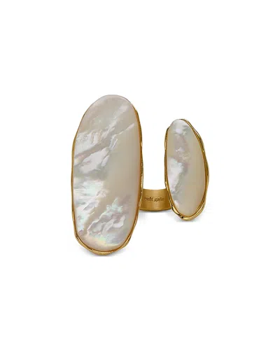 CULT GAIA AMI MOTHER OF PEARL INLAY RING IN GOLD TONE