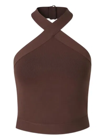 CULT GAIA CROSS-NECK RIBBED TOP