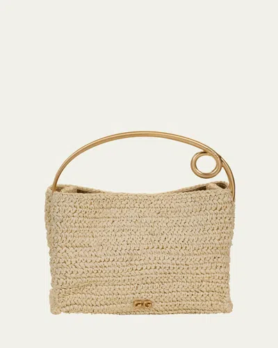 CULT GAIA LALLI METAL RAFFIA TOP-HANDLE BAG