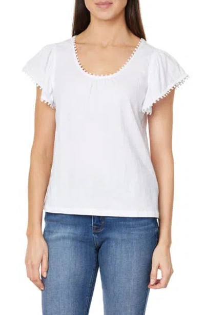 CURVE APPEAL CURVE APPEAL POMPOM FLUTTER SLEEVE COTTON TOP