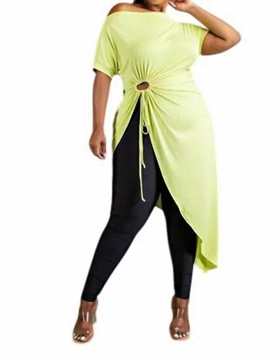 CURVE MARKET TO THE POINT TUNIC TOP - PLUS IN NEON YELLOW