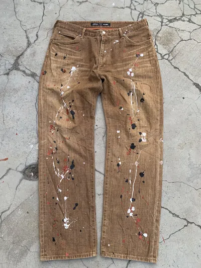 CUSTOM X LE GRANDE BLEU L G B BUFFALO HEAD WRANGLER DIRTY PAINTER DENIM. ACCEPT OFFER