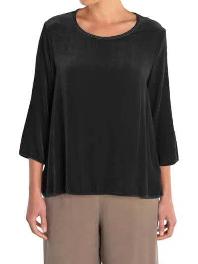 CUT LOOSE 3/4 SLEEVE A LINE TOP IN BLACK