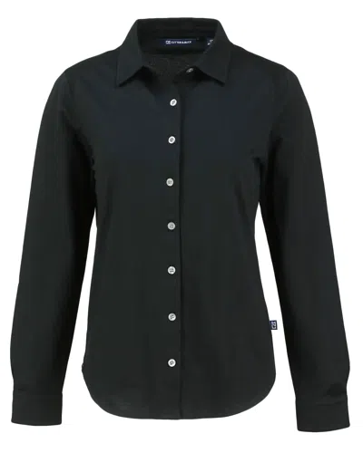 CUTTER & BUCK ADVANTAGE TRI-BLEND ECO SOFT PIQUE LONG SLEEVE KNITTED WOMENS BUTTON UP