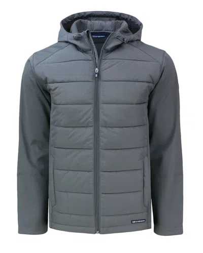 CUTTER & BUCK EVOKE HYBRID ECO SOFTSHELL RECYCLED FULL ZIP MENS BIG & TALL HOODED JACKET
