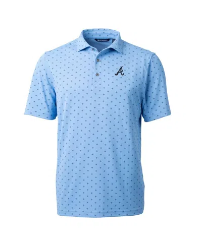 CUTTER & BUCK MEN'S LIGHT BLUE ATLANTA BRAVES VIRTUE PIQUE TILE PRINT POLO