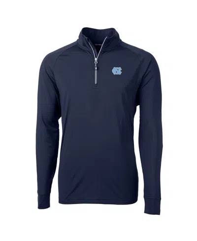 CUTTER & BUCK MEN'S NAVY NORTH CAROLINA TAR HEELS ADAPT ECO KNIT QUARTER-ZIP PULLOVER JACKET