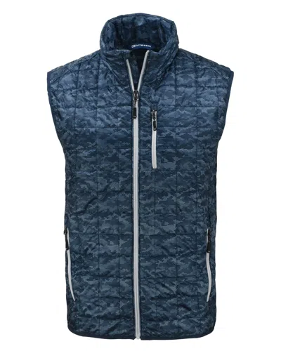 CUTTER & BUCK RAINIER PRIMALOFT MENS ECO INSULATED FULL ZIP PRINTED PUFFER VEST
