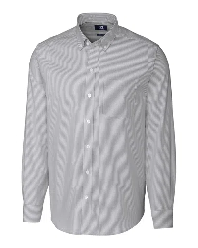 CUTTER & BUCK STRETCH OXFORD STRIPE MENS LONG SLEEVE DRESS SHIRT