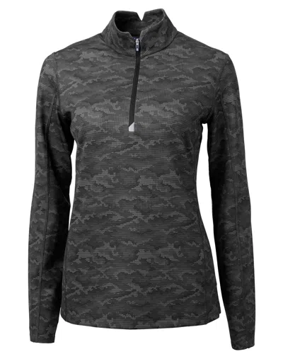 CUTTER & BUCK TRAVERSE CAMO PRINT STRETCH QUARTER ZIP WOMENS PULLOVER JACKET