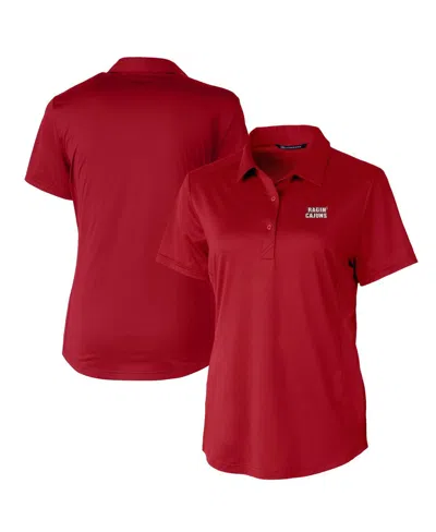 CUTTER & BUCK WOMEN'S CARDINAL LOUISIANA RAGIN' CAJUNS PROSPECT TEXTURED STRETCH POLO TOP