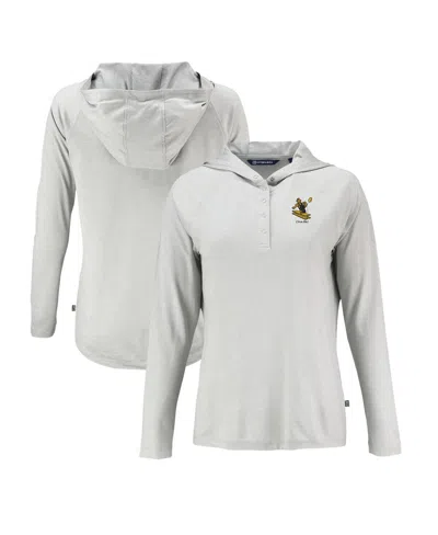 CUTTER & BUCK WOMEN'S GRAY PITTSBURGH STEELERS HISTORIC COASTLINE EPIC COMFORT ECO RAGLAN PULLOVER HOODIE