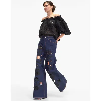 CYNTHIA ROWLEY CYNTHIA ROWLEY EMBROIDERED WIDE-LEG JEAN