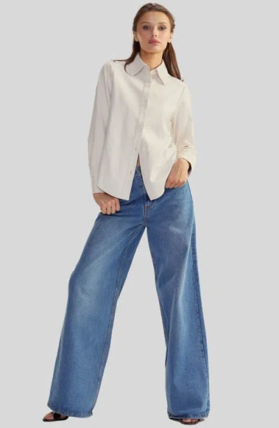 CYNTHIA ROWLEY CYNTHIA ROWLEY LEATHER BUTTON UP SHIRT