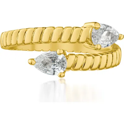 CZ BY KENNETH JAY LANE CZ BY KENNETH JAY LANE PEAR CUBIC ZIRCONIA TEXTURED BYPASS RING