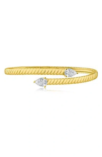 CZ BY KENNETH JAY LANE CZ BY KENNETH JAY LANE PEAR CUT CUBIC ZIRCONIA TEXTURED BYPASS BRACELET