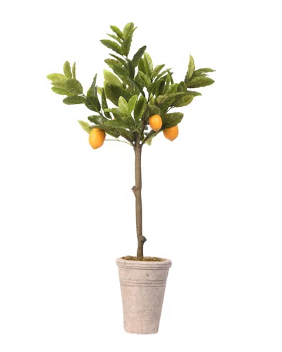 D&W SILKS D&W SILKS 36IN LEMON TREE IN ROUND STONE PLANTER