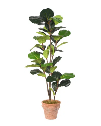 D&W SILKS D&W SILKS 48IN FIDDLE LEAF FIG TREE IN TERRA COTTA PLANTER