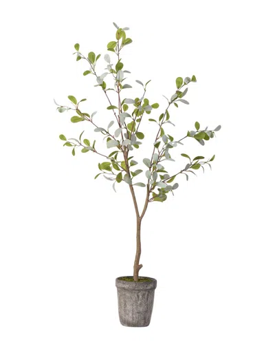 D&W SILKS D&W SILKS 48IN TREE IN ROUND STONE PLANTER