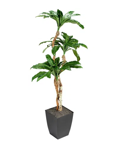 D&W SILKS D&W SILKS 7FT BIRDNEST PALM IN SQUARE METAL PLANTER