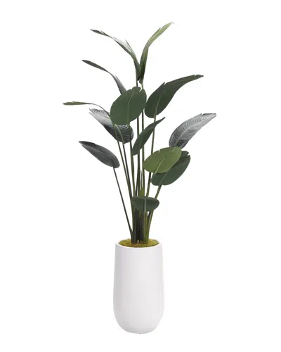 D&W SILKS D&W SILKS 7FT TRAVELER PALM IN WHITE CEMENT PLANTER