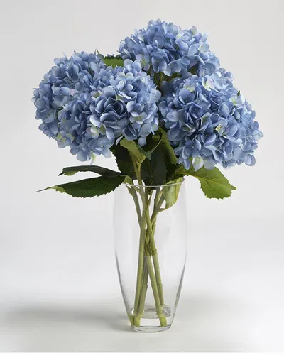 D&W SILKS D&W SILKS BLUE HYDRANGEAS IN GLASS VASE