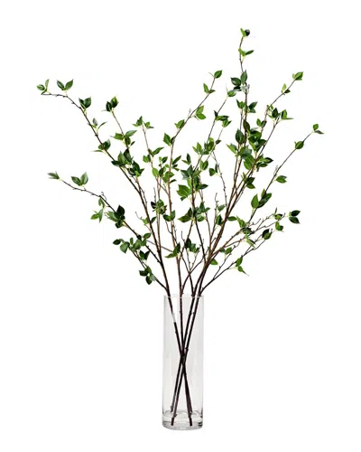 D&W SILKS D&W SILKS REAL TOUCH CHERRY LEAF BRANCHES IN GLASS VASE