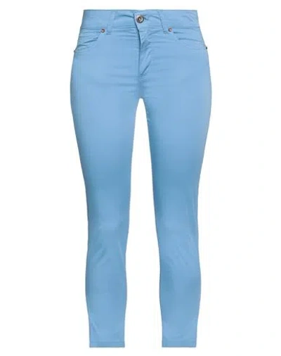 DAIRESY DAIRESY WOMAN PANTS LIGHT BLUE SIZE 4 COTTON, ELASTANE