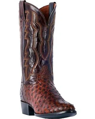 DAN POST DAN POST MEN'S PERSHING BRASS FULL-QUILL OSTRICH WESTERN BOOT - ROUND TOE BROWN
