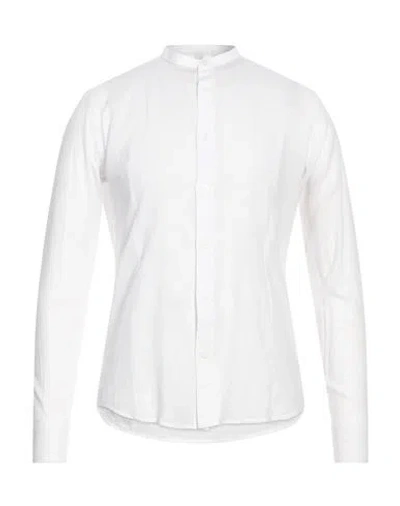 DANIELE ALESSANDRINI HOMME DANIELE ALESSANDRINI HOMME MAN SHIRT WHITE SIZE 17 ½ LINEN, COTTON