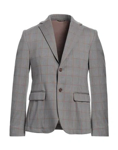 DANIELE ALESSANDRINI DANIELE ALESSANDRINI MAN BLAZER GREY SIZE 38 POLYESTER, VISCOSE, ELASTANE