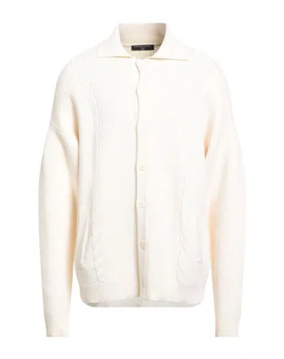 DANIELE FIESOLI DANIELE FIESOLI MAN CARDIGAN CREAM SIZE L MERINO WOOL