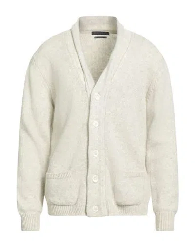 DANIELE FIESOLI DANIELE FIESOLI MAN CARDIGAN LIGHT GREY SIZE L BABY ALPACA WOOL, MERINO WOOL