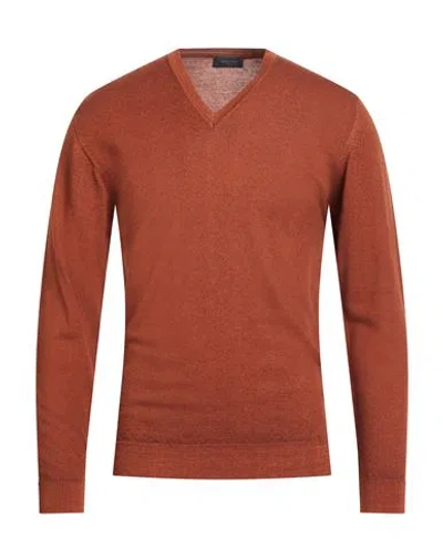 DANIELE FIESOLI DANIELE FIESOLI MAN SWEATER RUST SIZE L MERINO WOOL