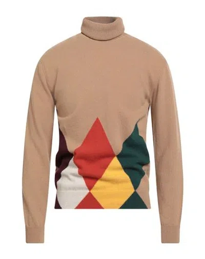 DANIELE FIESOLI DANIELE FIESOLI MAN TURTLENECK CAMEL SIZE L WOOL, CASHMERE