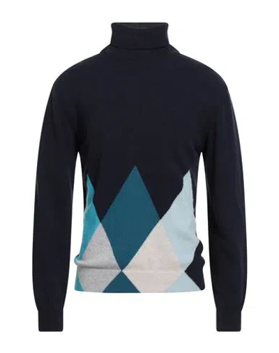 DANIELE FIESOLI DANIELE FIESOLI MAN TURTLENECK MIDNIGHT BLUE SIZE L WOOL, CASHMERE