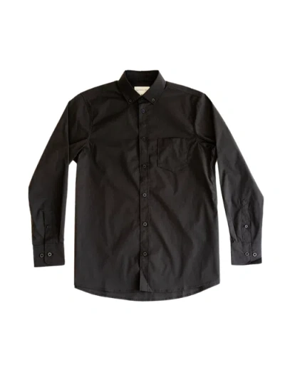DAPPER BOI DAPPER BOI SLATE BLACK ESSENTIAL LONG SLEEVE BUTTON-UP