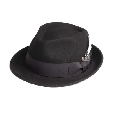 DASMARCA HATS MEN'S DARWIN BLACK FELT TRILBY WITH FEATHER