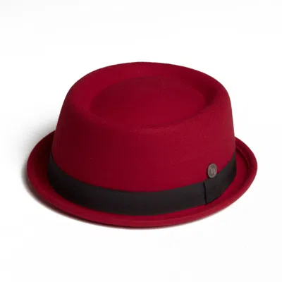 DASMARCA HATS MEN'S JACK RUBY RED FELT SKIMPY BRIM SHORT BRIM RUDE BOY MOD STYLE PORKPIE HAT
