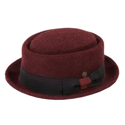 DASMARCA HATS MEN'S RED QUINTIN MERLOT FELT  OVAL CROWN PORKPIE HAT