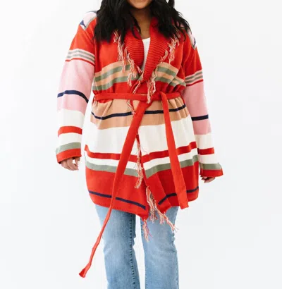 DAVI & DANI WHAT YOU LOVE FRINGE CARDIGAN IN MULTI-COLORED