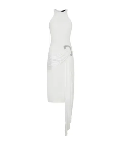 DAVID KOMA CRYSTAL BUCKLE DECORATIVE DRESS