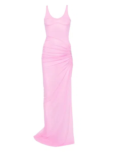 DAVID KOMA RUCHED MESH GOWN