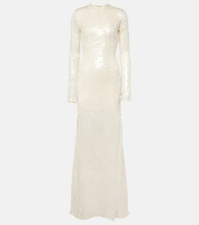 DAVID KOMA SEQUINED OPEN-BACK GOWN